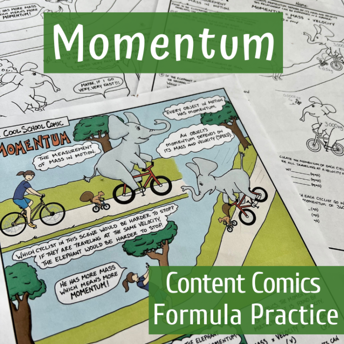 Momentum Comic and Formula Practice Image