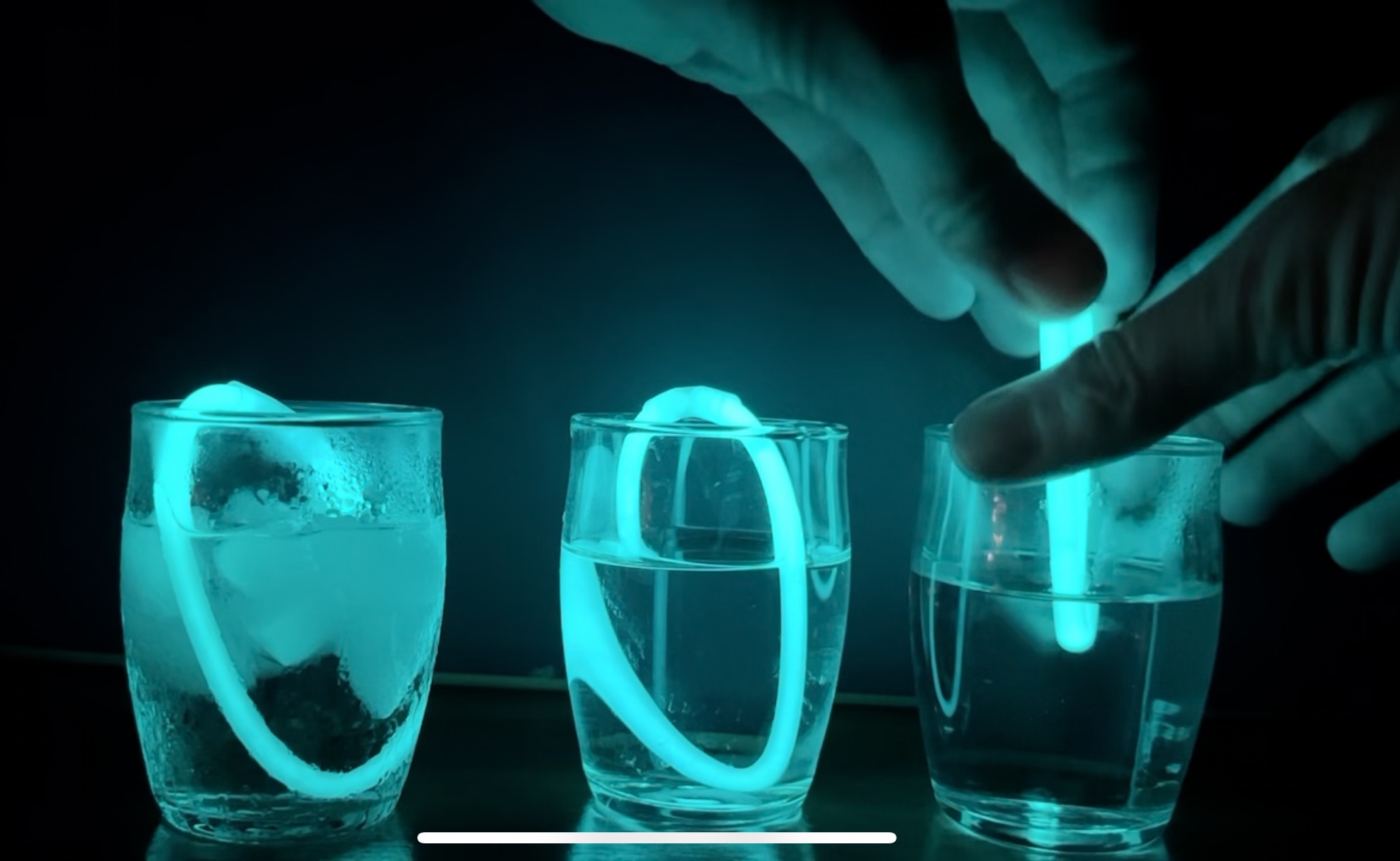Image of the glow sticks lab. Part of the 7 steps to the scientific method lesson plan