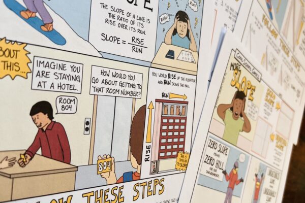 This is an image of all of the color versions of the slope in math comics. These are geared toward middle school math students