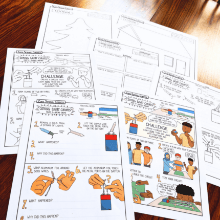 Image of the science comics included in the holiday circuits activity
