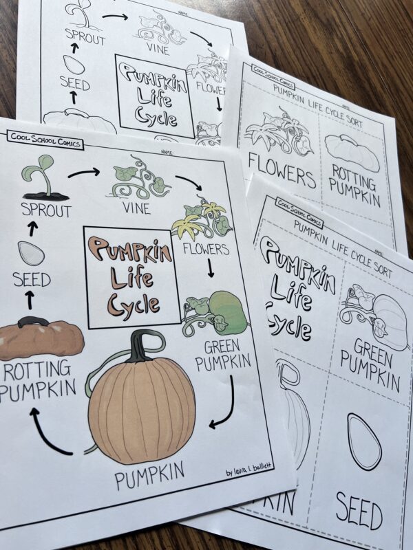 Pumpkin investigation and life cycle coloring pages